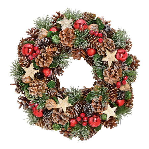 Couronne de Noël en bois et en plastique