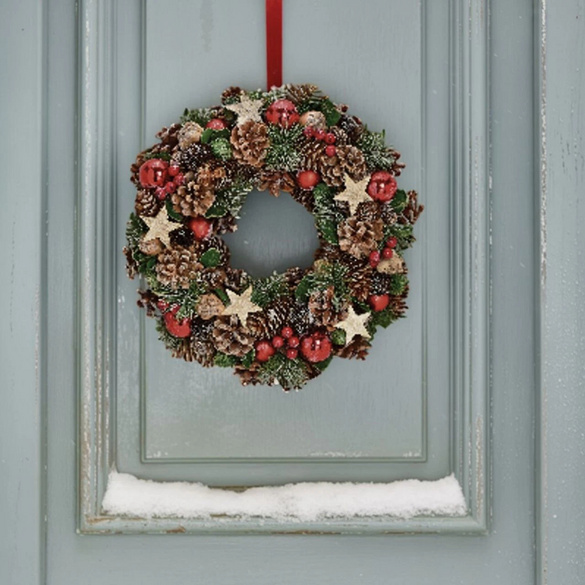 Couronne de Noël en bois et en plastique