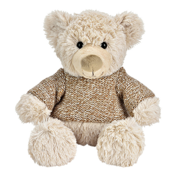 Ours en peluche avec un pull, couleur crème-marron