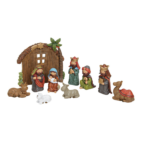 Ensemble de figurines de crèche, 10 pièces, en polyrésine
