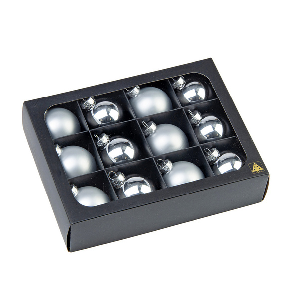 Boules de Noël argentées, lot de 12 – Wurm
