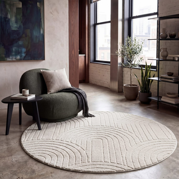 Tapis Paco Home TOKIO 471, rond, couleur crème