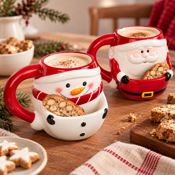 Tasse à café « Noël » avec compartiment à biscuits