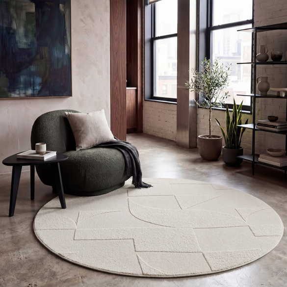 Tapis Paco Home TOKIO 472, couleur crème, rond