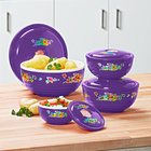 Lot de 4 plats pour four à micro-ondes + couvercles, violet