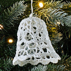 Clochette en crochet, blanc, 7,5 cm