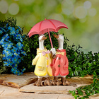 Déco de jardin "Couple de canards avec parapluie", H24 cm