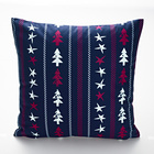 Housse "Rayures", bleu foncé/rouge, 40x40 cm