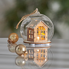 Suspension en verre LED "Maison en bois"