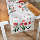 Chemin de table à motif tulipes, 40 x 140 cm