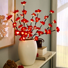 Branche fleurie LED "Fleurs", rouge