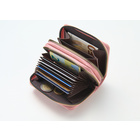Porte-monnaie double zip, vieux rose