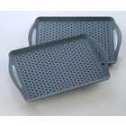 Lot de 2 plateaux antidérapants, gris + noir