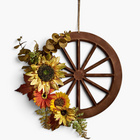 Composition florale Roue en bois