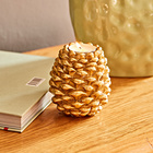 Bougeoir pour bougies chauffe-plat "Pomme de pin" Eldo, coloris or