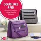 Sac bandoulière avec fonction RFID, prune