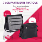Sac bandoulière avec fonction RFID, prune