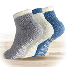 Lot de 3 paires de chaussettes à stoppers, gris/blanc/bleu