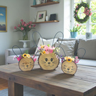 Lot de 3 décorations en bois "Têtes de lapins" Eldo