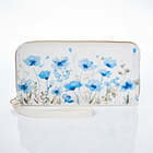 Porte-monnaie long  "Fleurs bleues" RFID