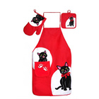 Tablier de cuisine + gant de four + manique avec motif de chat, set de 3 pièces