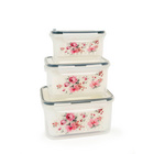Lot de 3 boîtes de conservation à motif floral