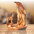 Girafe et son petit en résine, marron moyen Eldo