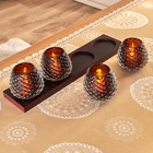 Lot de 4 photophores pour bougies chauffe plat sur plateau