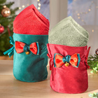 Ensemble pochette cadeau + serviettes, vert