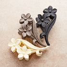 Barrettes "fleurs" noir-beige-taupe lot de 3