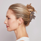 Barrettes "fleurs" noir-beige-taupe lot de 3