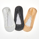 Chaussettes en dentelle noir + blanc + beige 3 paires