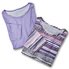 Lot de 2 T-shirts, lilas rayé et uni