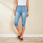 Corsaire en jean bleu clair uni