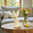 Tête de lapin déco avec collier de fleurs en poly Blanc