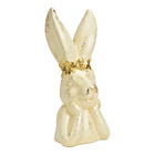 Tête de lapin déco avec collier de fleurs en poly Blanc