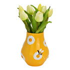 Vase "Fleurs & Abeilles" en faïence Jaune