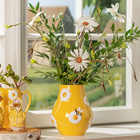 Vase "Fleurs & Abeilles" en faïence Jaune