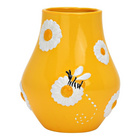 Vase "Fleurs & Abeilles" en faïence Jaune