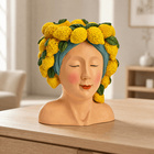 Pot de fleurs tête de femme avec citrons en magnésie