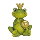 Figurine décorative Roi Grenouille avec boule dorée en céramique