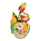 Vase avec perroquet & décor floral