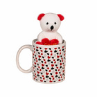 Tasse avec petit cœur & ourson en peluche dans une boîte cadeau