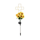 Croix de jardin solaire avec tournesol