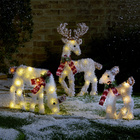 Décoration de jardin à LED « Famille de rennes » effet givré, 3 pièces