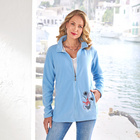 Veste polaire avec broderie bleu clair