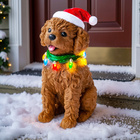 Décoration lumineuse de Noël « Labradoodle avec bonnet »