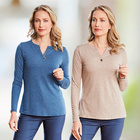 Lot de 2 t-shirts "Cilly" - bleu et taupe