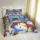 Parure de lit « Bonhomme de neige » bleue, lot de 2 Eldo