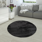Tapis à poils longs RABBIT 780 Noir Rond Paco Home